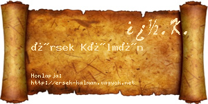 Érsek Kálmán névjegykártya